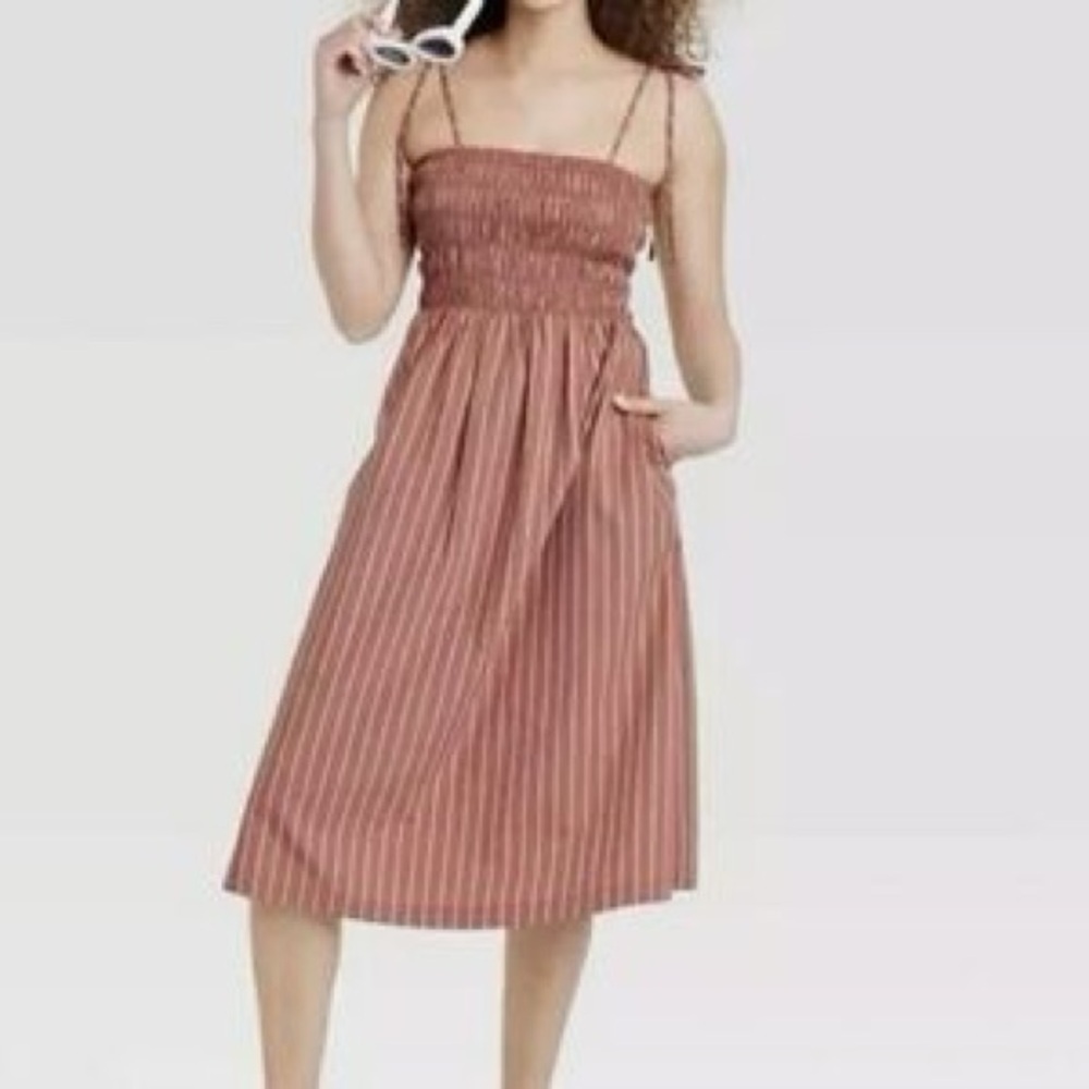 A New Day Orange Midi Sundress with Spaghetti Straps